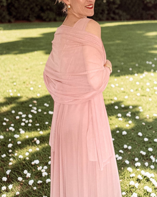 Chal Tulle Rosa Palo