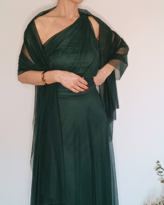 Chal Tulle Verde botella