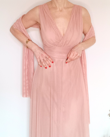 Chal Tulle Rosa Palo