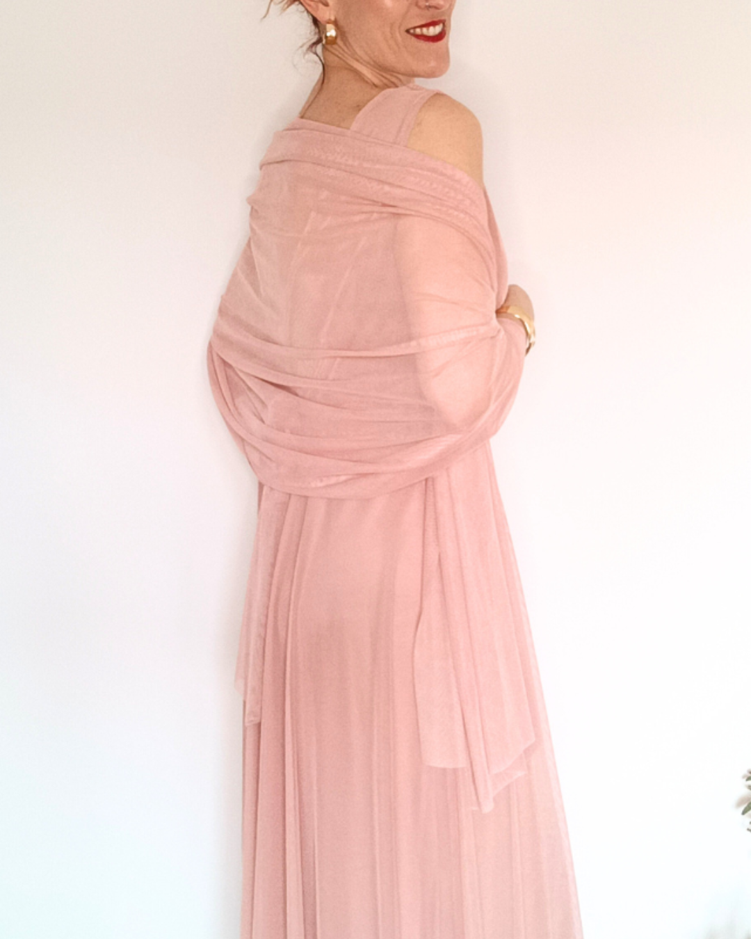 Chal Tulle Rosa Palo