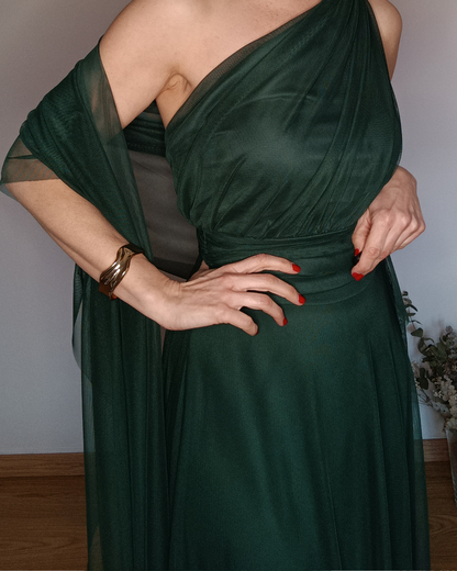 Chal Tulle Verde botella